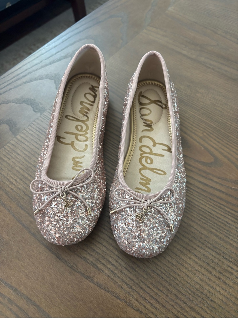 LIKE NEW Sam Edelman Girl’s Felicia Champagne Glitter Ballet Flats